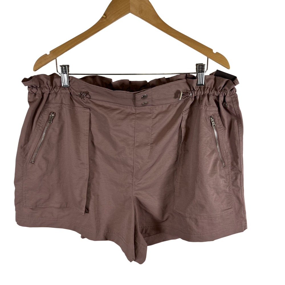 CALIA Journey Collection High-Rise Shorts Mauve XXL Paperbag Waist Cargo Utility